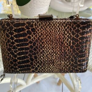 Bronze Snake Print Hard Clutch/Shoulder Bag